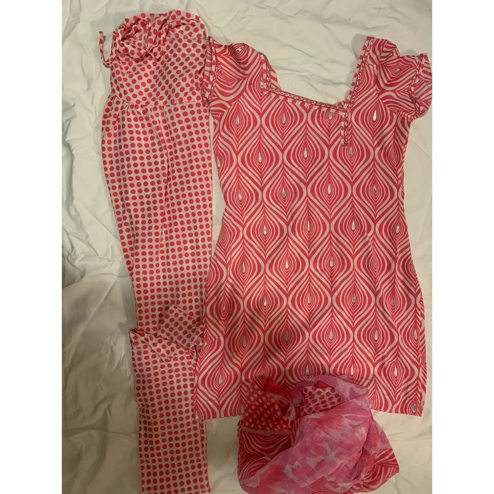 Pink and white Indian dress suit